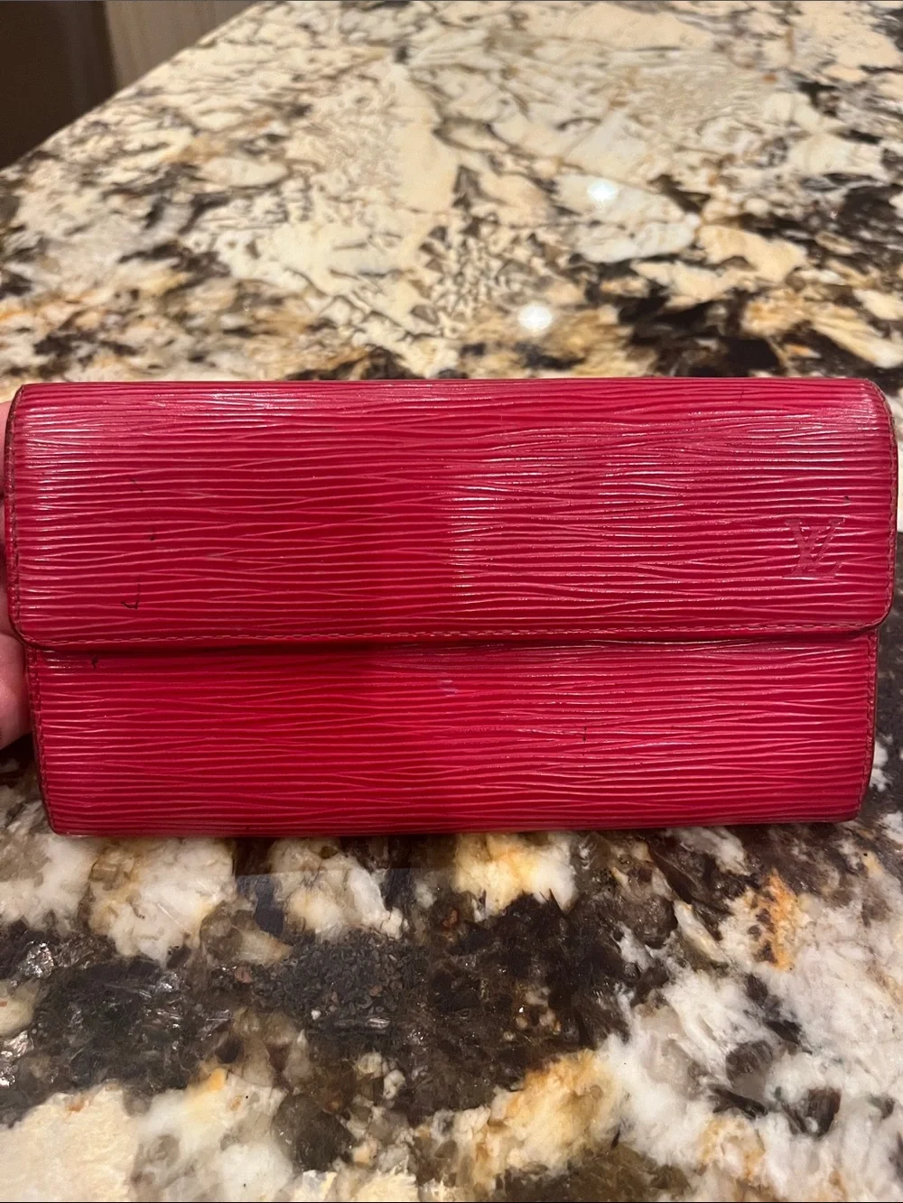 Louis Vuitton EPI Red Textured Fold-Over Women's Wallet